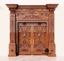Từ thiết kế đến thi công cửa gỗ đại hội tân cổ điển sang trọng