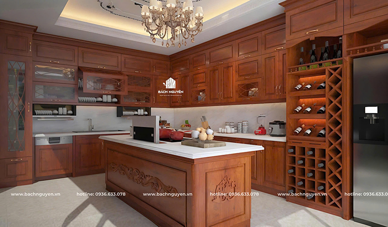 tủ bếp kết hợp tủ rượu